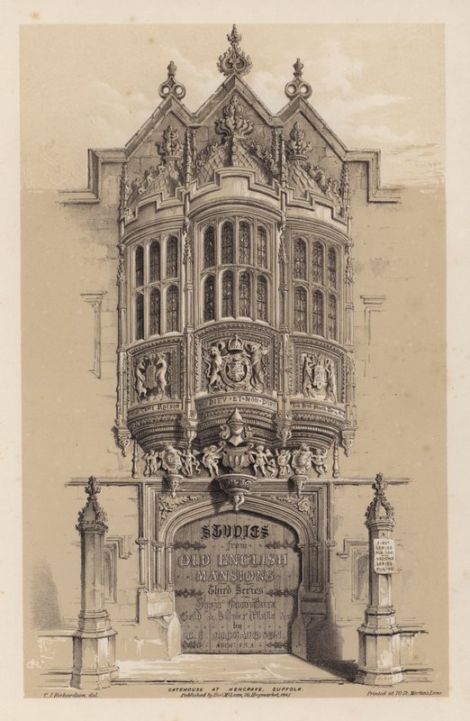 Frontispice for Old English Mansions, Third Series, af C J Richardson (farve litho) af Charles James Richardson