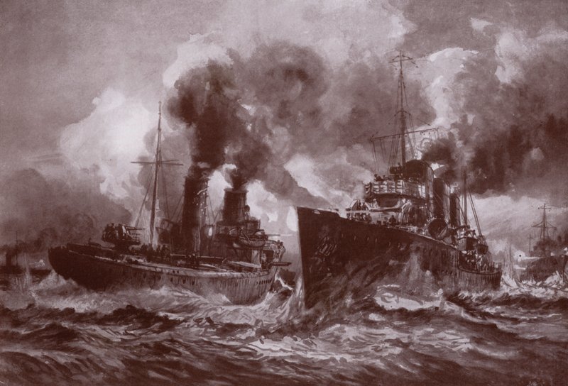 En kamp med en destroyer (litho) af Charles John de (after) Lacy