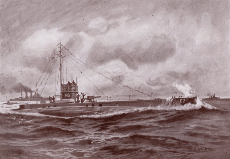 En ubåd på overfladen (litho) af Charles John de (after) Lacy