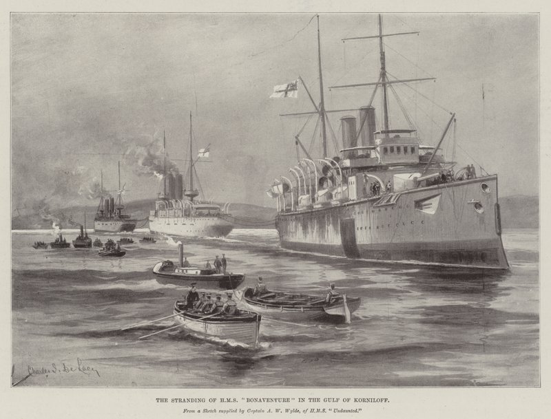 Strandingen af HMS Bonaventure i Korniloff-bugten af Charles John de Lacy