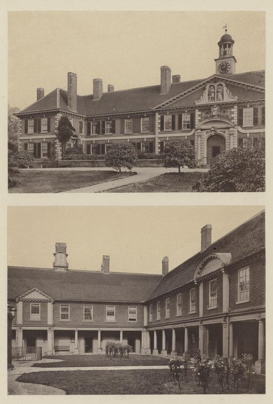 Morden College, Blackheath, Kent, indgang og del af retten af Charles Latham