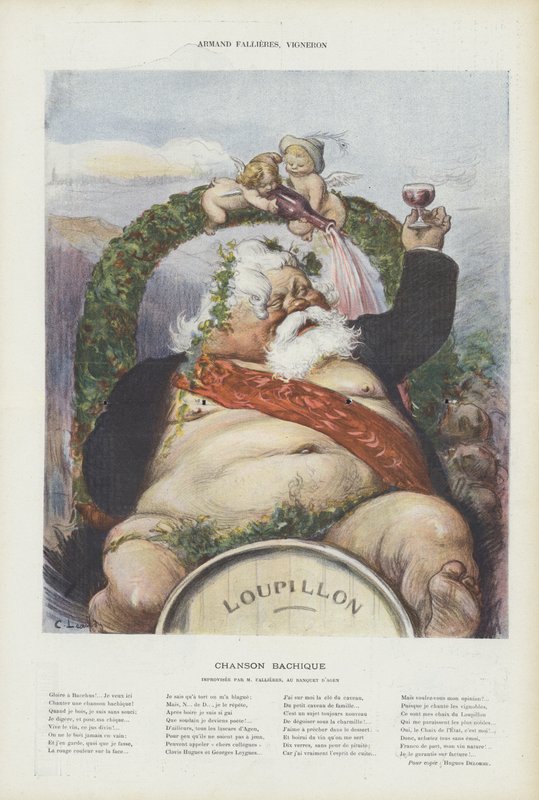 Armand Fallieres, vinmager. Illustration til Le Rire af Charles Leandre