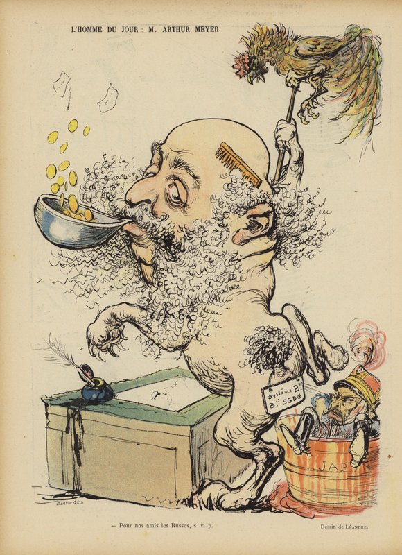Karikatur af den franske journalist Arthur Meyer. Illustration til Le Rire af Charles Leandre
