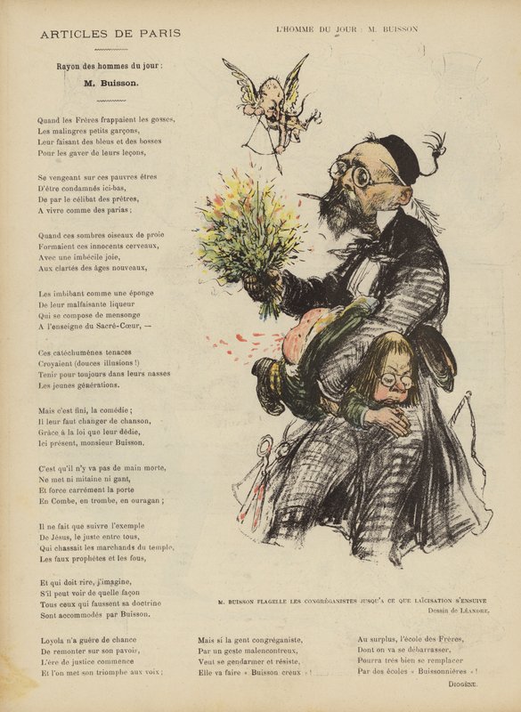 Karikatur af den franske politiker Ferdinand Buisson. Illustration til Le Rire af Charles Leandre
