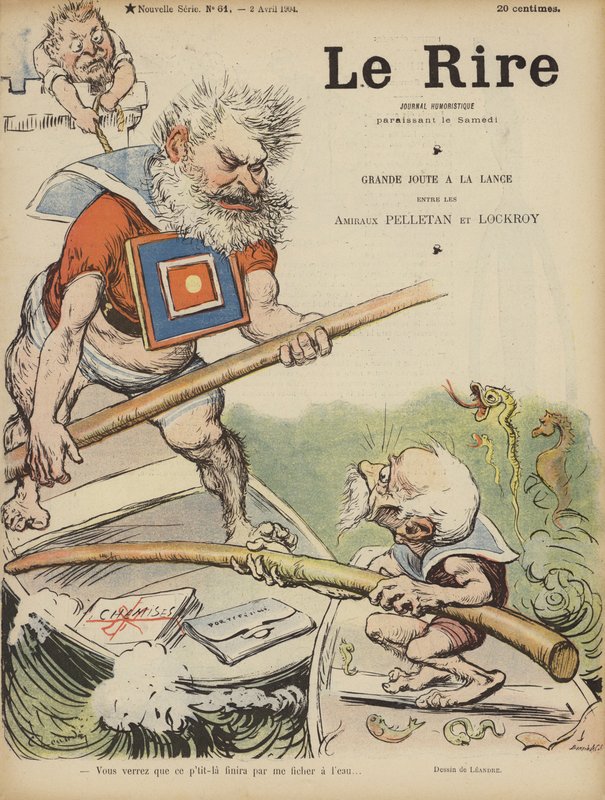 Karikatur af de franske politikere Camille Pelletan og Edouard Lockroy. Illustration til Le Rire af Charles Leandre
