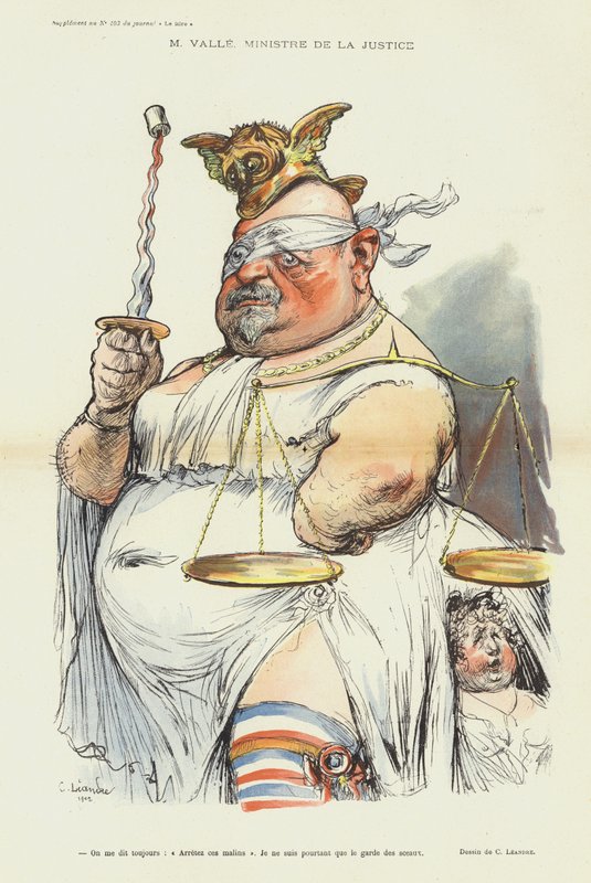 Ernest Valle, fransk justitsminister, illustration for Le Rire af Charles Leandre