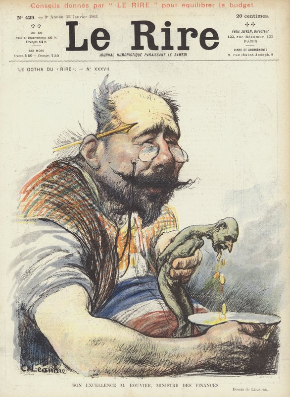 Hans Excellence hr. Rouvier, finansminister. Illustration til Le Rire af Charles Leandre