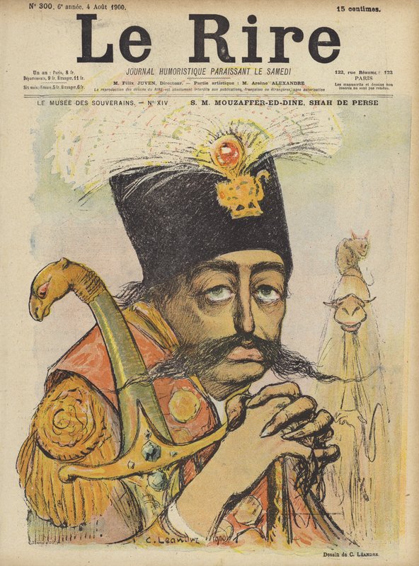 Mozaffer-ed-Din, Shah af Persien, Illustration for Le Rire af Charles Leandre