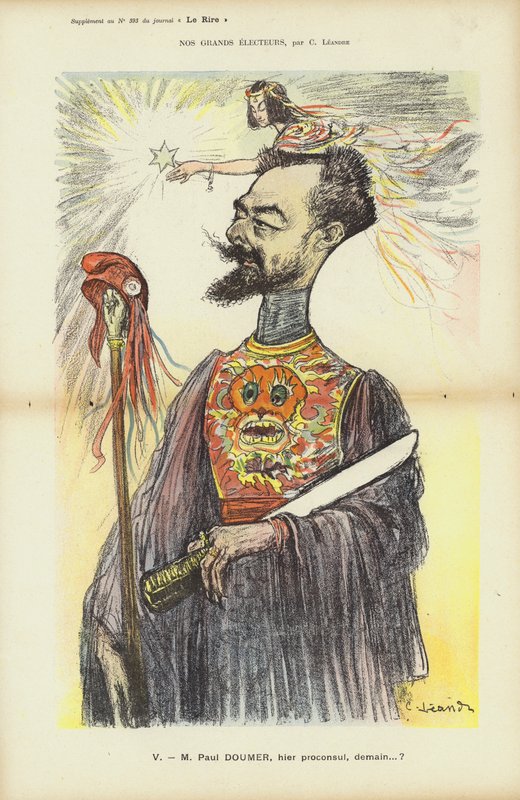 Paul Doumer, fransk politiker, illustration for Le Rire af Charles Leandre