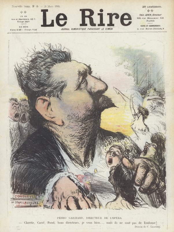 Pedro Gailhard, direktør for Paris Opera. Illustration til Le Rire af Charles Leandre