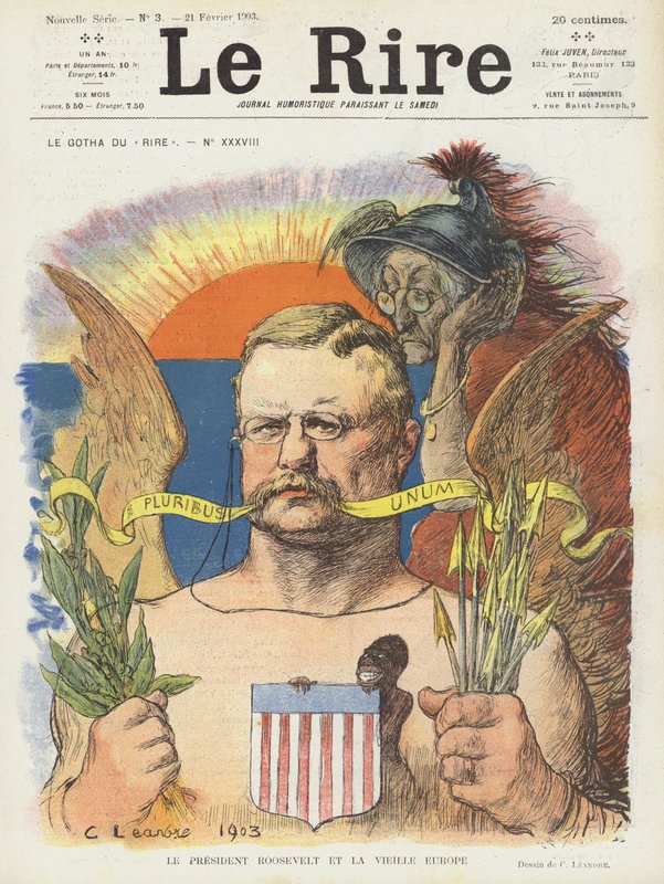 Præsident Roosevelt og det gamle Europa. Illustration til Le Rire af Charles Leandre