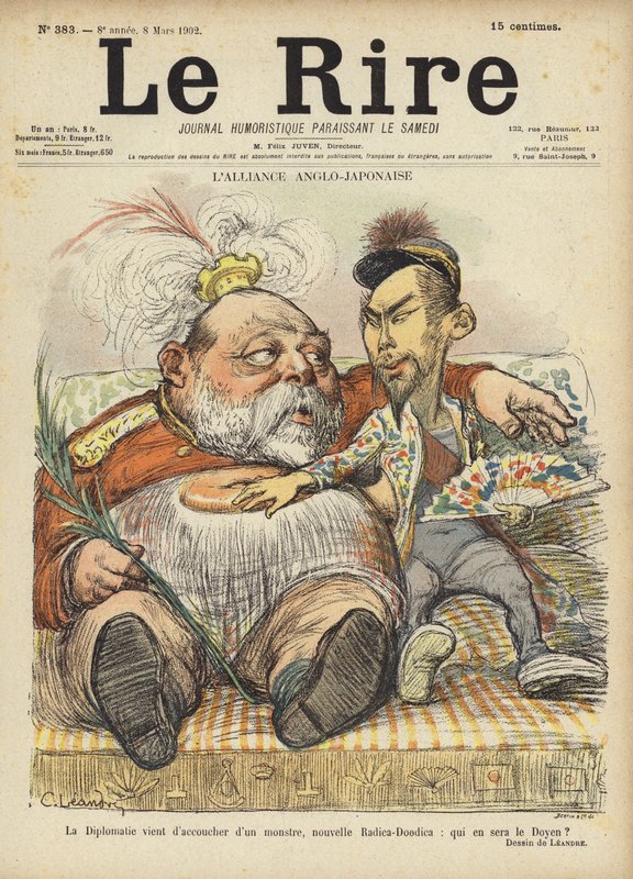 Den anglo-japanske alliance, illustration til Le Rire af Charles Leandre