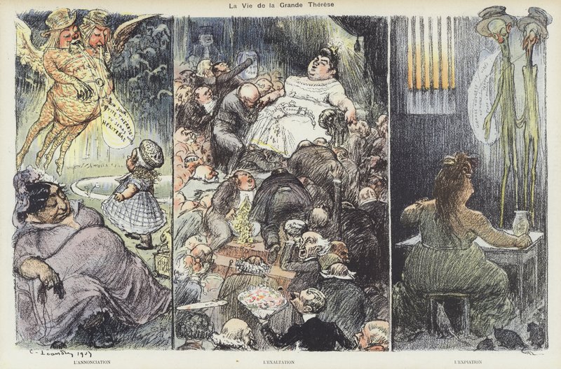 Svindleren Therese Humberts liv. Illustration til Le Rire af Charles Leandre