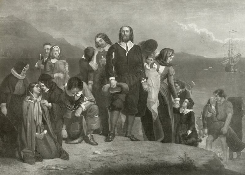 Pilgrimsfædrenes landing i Amerika, 1620 af Charles Lucy