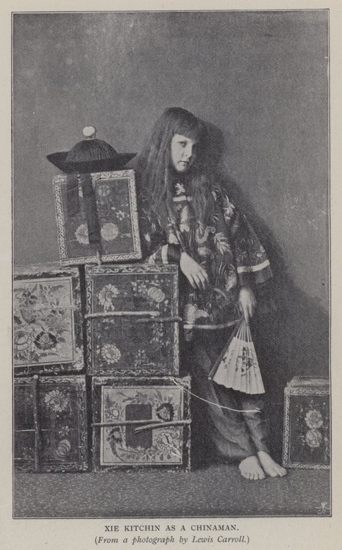 Xie Kitchin som kineser (s/h-billede) af Charles Lutwidge Dodgson