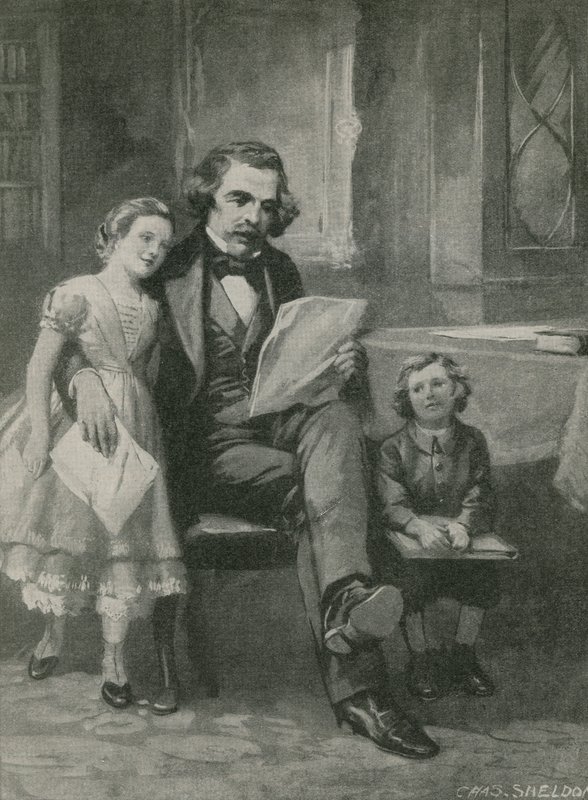 Nathaniel Hawthorne læser for sine børn af Charles Mills Sheldon