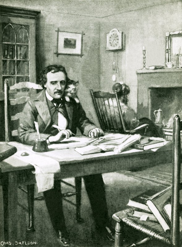 Poe på arbejde under Catalinas øje af Charles Mills Sheldon