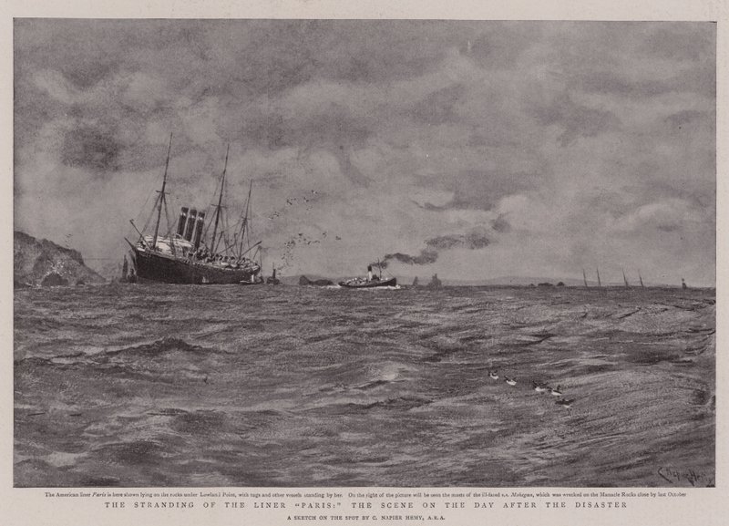 Strandingen af de lineære par, scenen på dagen efter katastrofen af Charles Napier Hemy