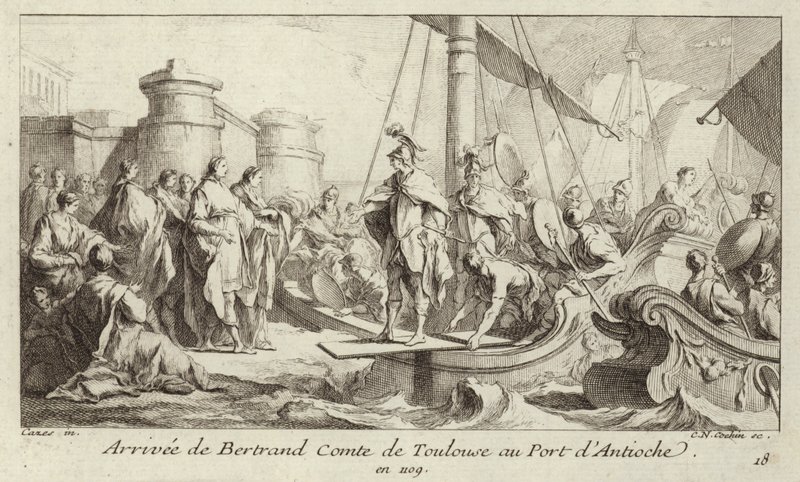 Ankomst af Bertrand, greve af Toulouse, til havnen i Antiochia, for at tage hans styre over Tripoli amt af Charles Nicolas II Cochin
