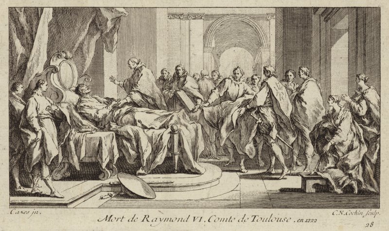 Raymond VI, greve af Toulouse, døde af Charles Nicolas II Cochin