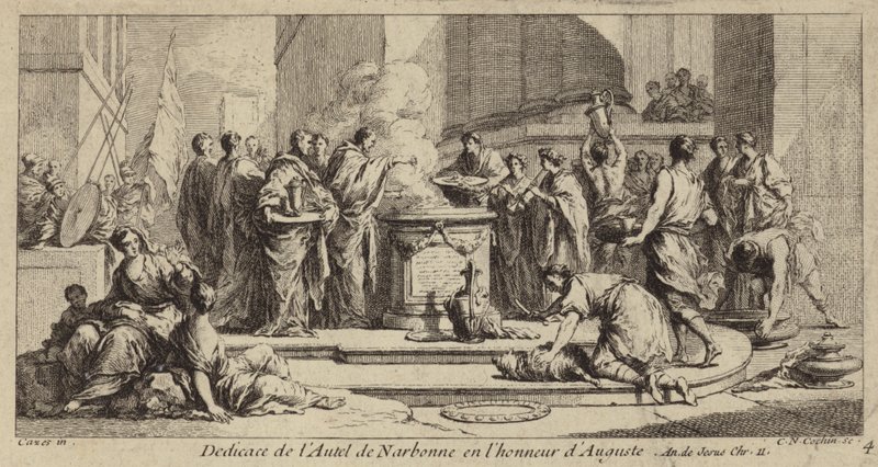 Indvielse af Narbonne-alteret til ære for den romerske kejser Augustus af Charles Nicolas II Cochin