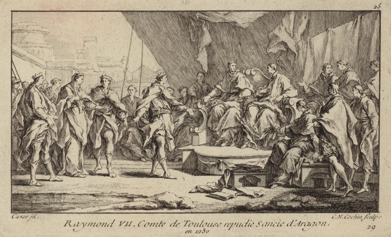 Raymond VII, greve af Toulouse, afviser sin kone, Sancha af Aragon af Charles Nicolas II Cochin