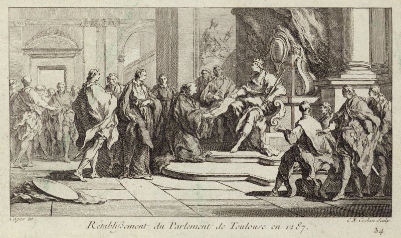 Genoprettelse af parlamentet i Toulouse, Frankrig af Charles Nicolas II Cochin