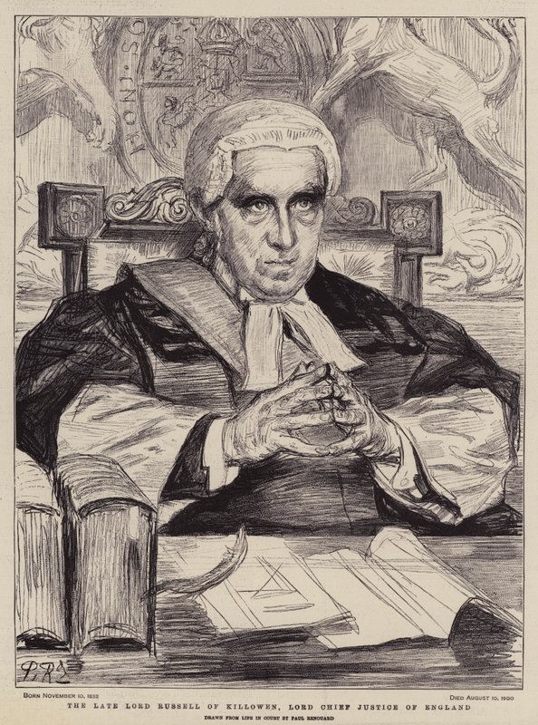 The Late Lord Russell of Killowen, Lord Chief Justice of England (litho) af Charles Paul (after) Renouard