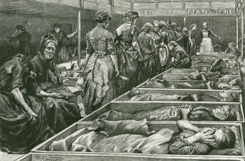 Et krisecenter for Frelsens Hær for kvinder i Whitechapel af Charles Paul Renouard