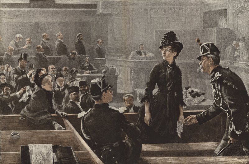 Frikendt, en scene ved domstolene i Paris af Charles Paul Renouard