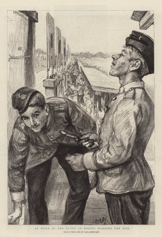 At Work in the Butts på Bisley, der markerer hits af Charles Paul Renouard
