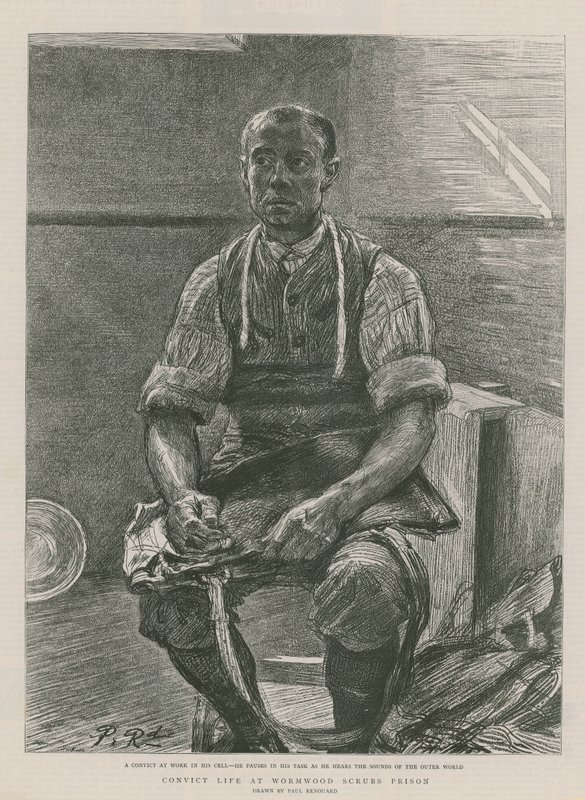 Fængselsdømt liv i Wormwood Scrubs Prison (gravering) af Charles Paul Renouard