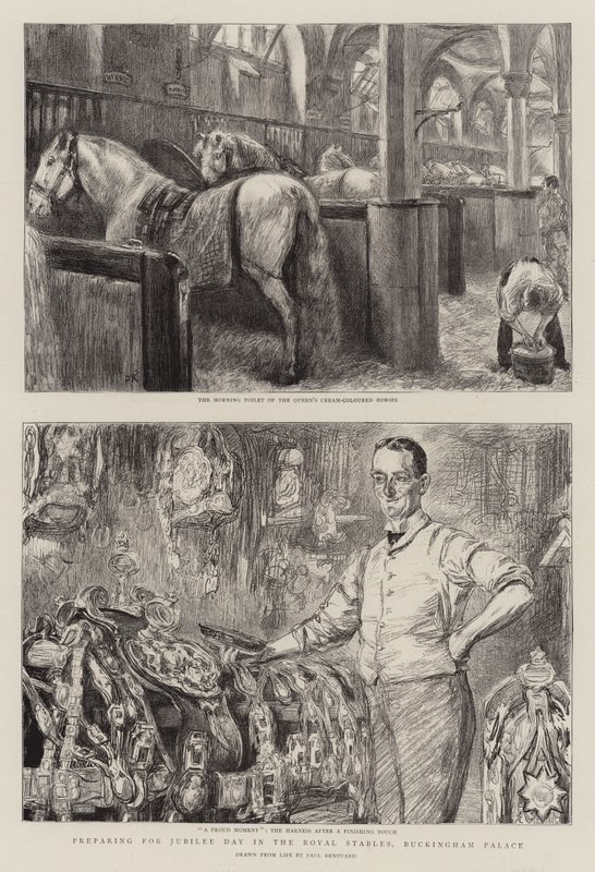 Forberedelse til jubilæumsdagen i Royal Stables, Buckingham Palace af Charles Paul Renouard