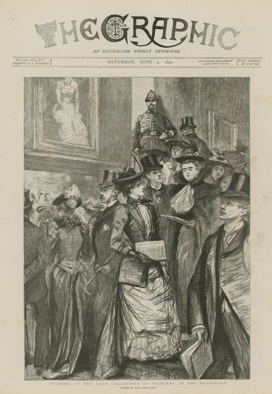 Besøgende ved den lånte samling af billeder i Guildhall af Charles Paul Renouard