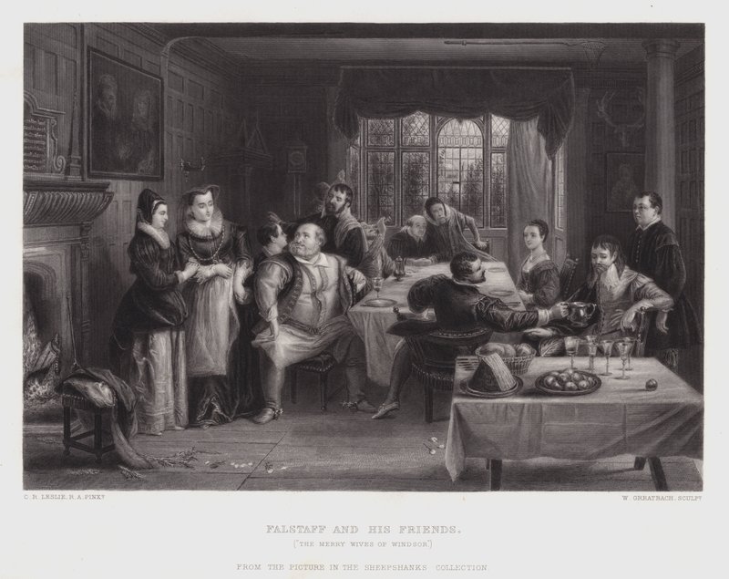 Falstaff og hans venner (gravering) af Charles Robert (after) Leslie