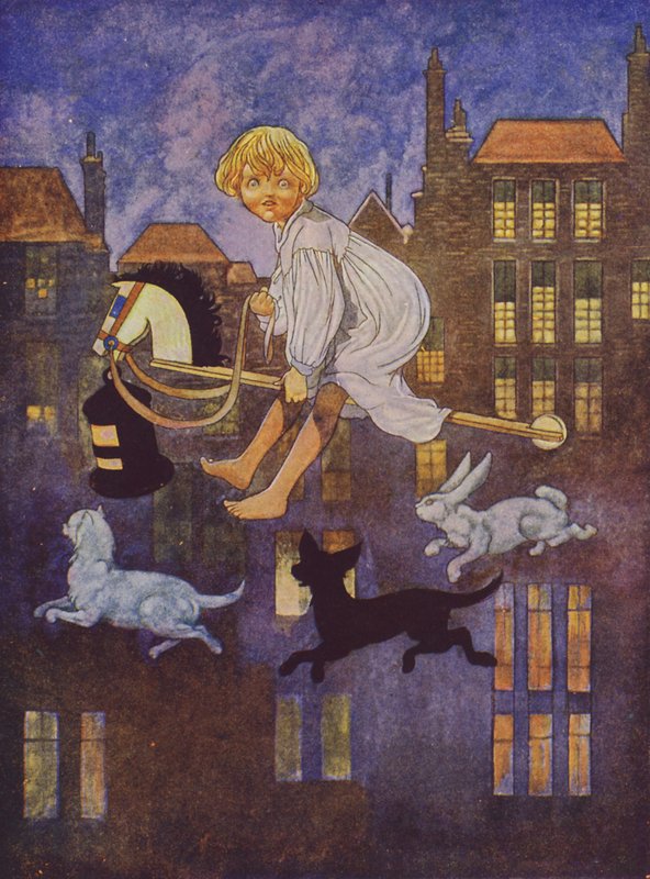 Vi går på jagt (farvelitografi) af Charles Robinson