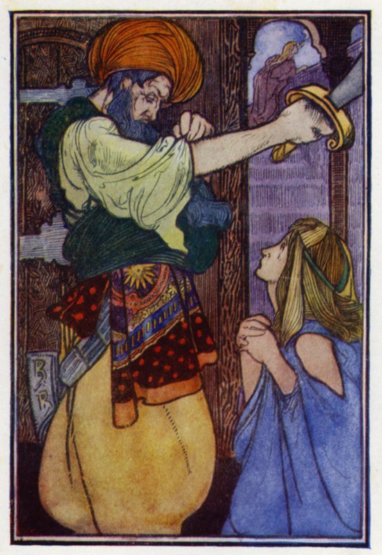 Blå skæg (farve litho) af Charles Robinson