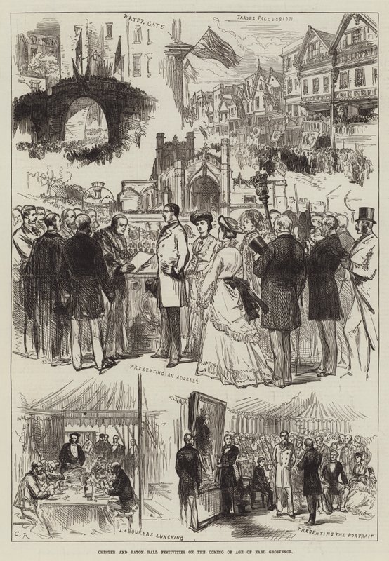Chester og Eton Hall-festligheder ved Earl Grosvenors kommende alder af Sir John Charles Robinson
