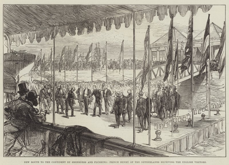 Ny rute til kontinentet via Sheerness og Flushing, Prins Henrik af Nederlandene modtager de engelske besøgende af Sir John Charles Robinson