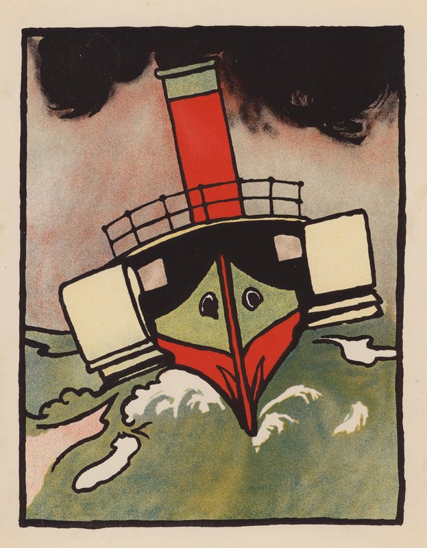 Nonsens: En fortabt damper (farvelitografi) af Charles Robinson