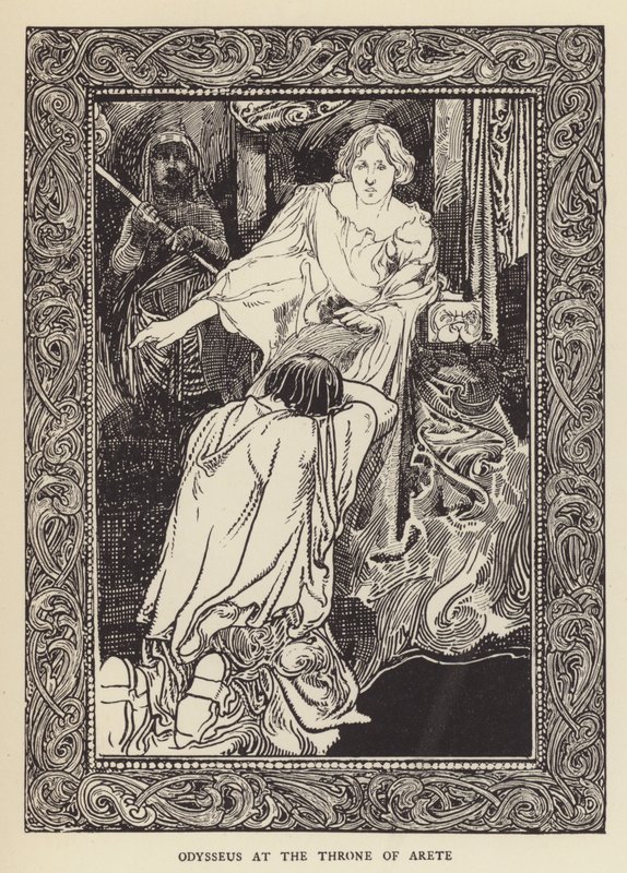 Odysseus på tronen i Arete af Sir John Charles Robinson