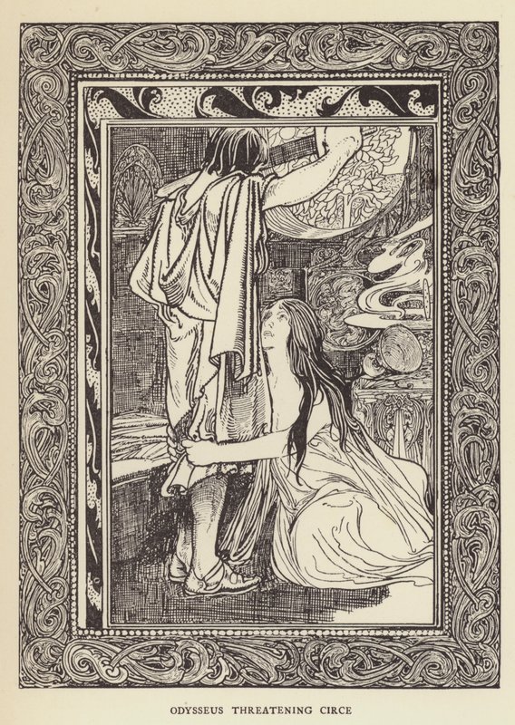 Odysseus truer Circe af Sir John Charles Robinson