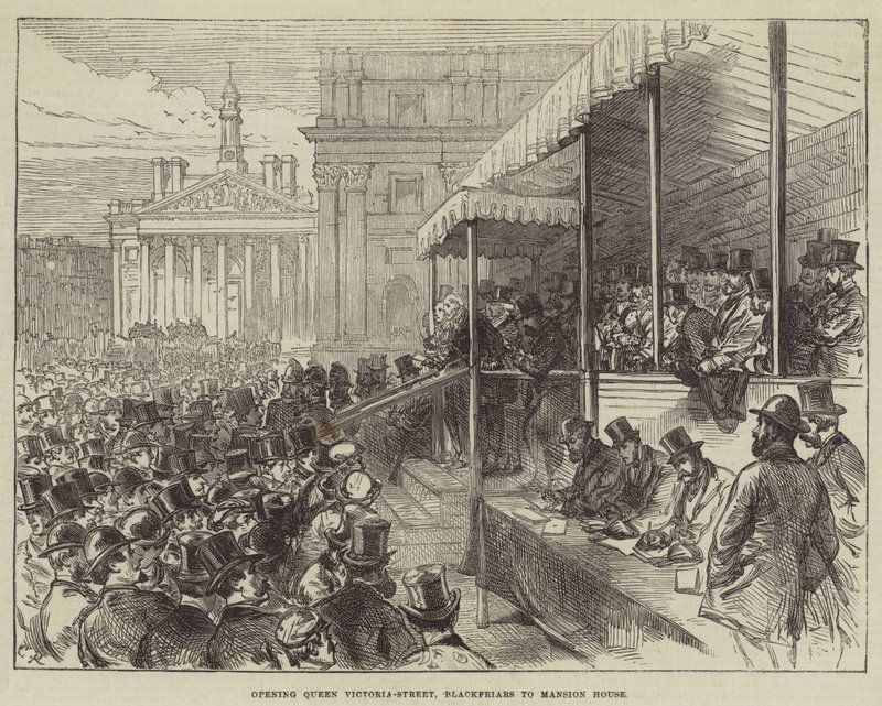 Åbning af Queen Victoria-Street, Blackfriars til Mansion House af Sir John Charles Robinson