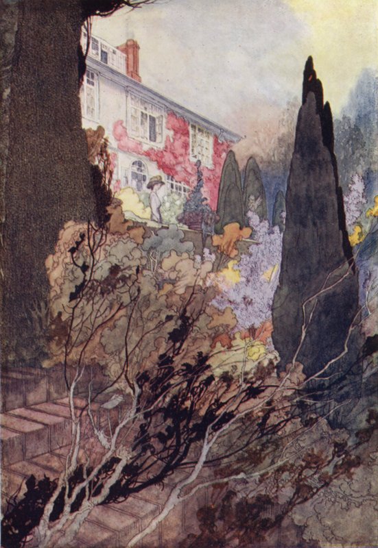 Our Sentimental Garden: Autumn (color litho) af Charles Robinson