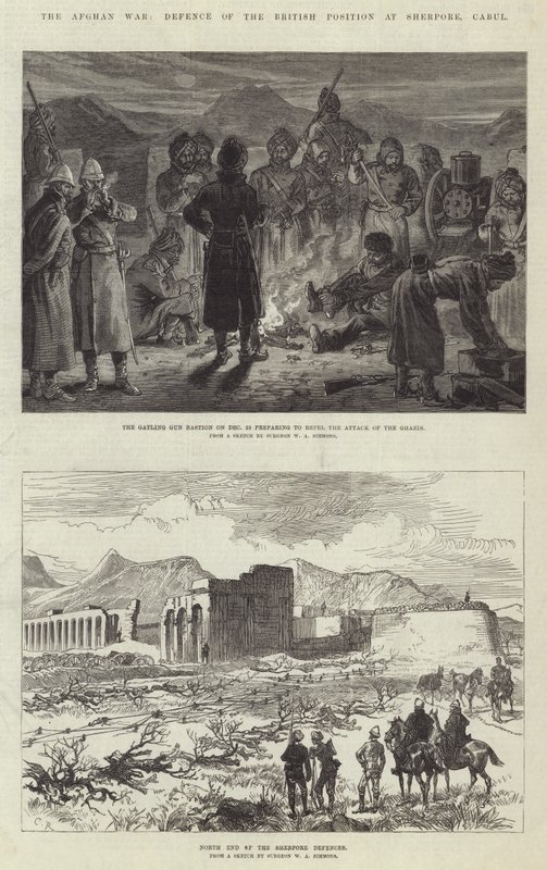 Den afghanske krig, forsvar af den britiske stilling ved Sherpore, Cabul af Sir John Charles Robinson