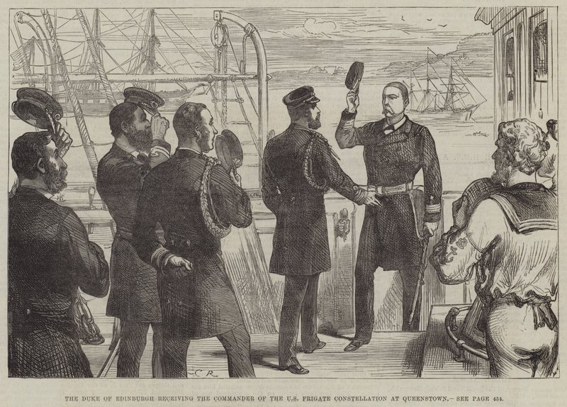 Hertugen af Edinburgh modtager kommandøren for den amerikanske fregatkonstellation i Queenstown af Sir John Charles Robinson