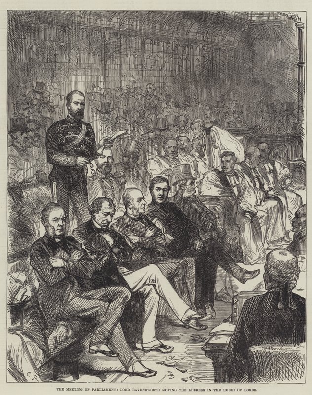 Parlamentets møde, Lord Ravensworth, flytter talen i House of Lords af Sir John Charles Robinson