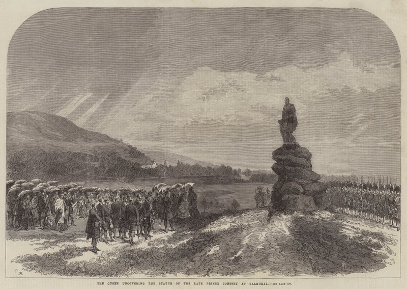 Dronningen afslører statuen af den afdøde prinsgemale i Balmoral af Sir John Charles Robinson