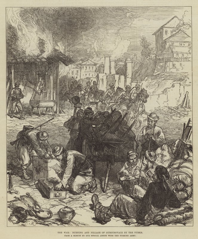 Tyrkernes krig, afbrænding og plyndring af Gurgusovacz af Sir John Charles Robinson