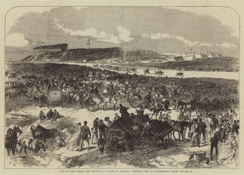 Besøg af prinsen og prinsessen af Wales til Irland, General View of Punchestown Races af Sir John Charles Robinson